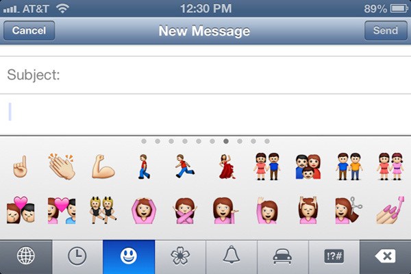 Emoji Keyboard in iOS 6 - Gay, Lesbian and Family icons